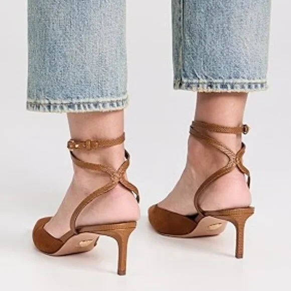 NIB$395 VERONICA BEARD Colette Wraparound Ankle Strap Point Toe Pump In Acai 5.5